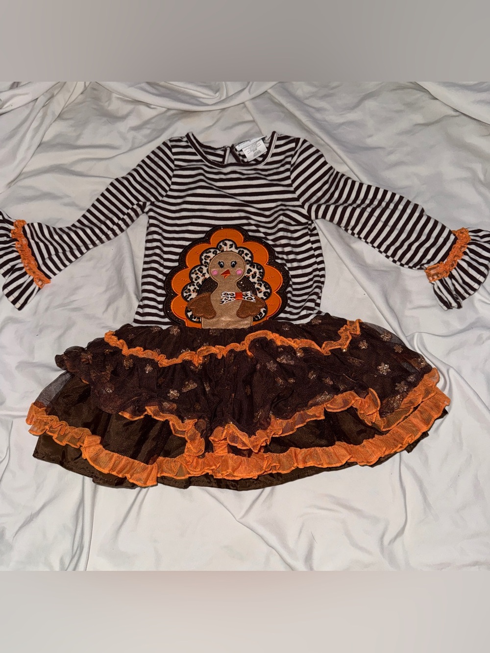 Emily Rose Brown & Orange Striped Turkey Tutu Dress